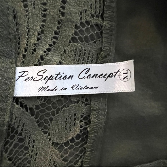 PerSeption Concept Women's Sleeveless Top Olive Green with Tie in Front Size XL - Picture 4 of 5